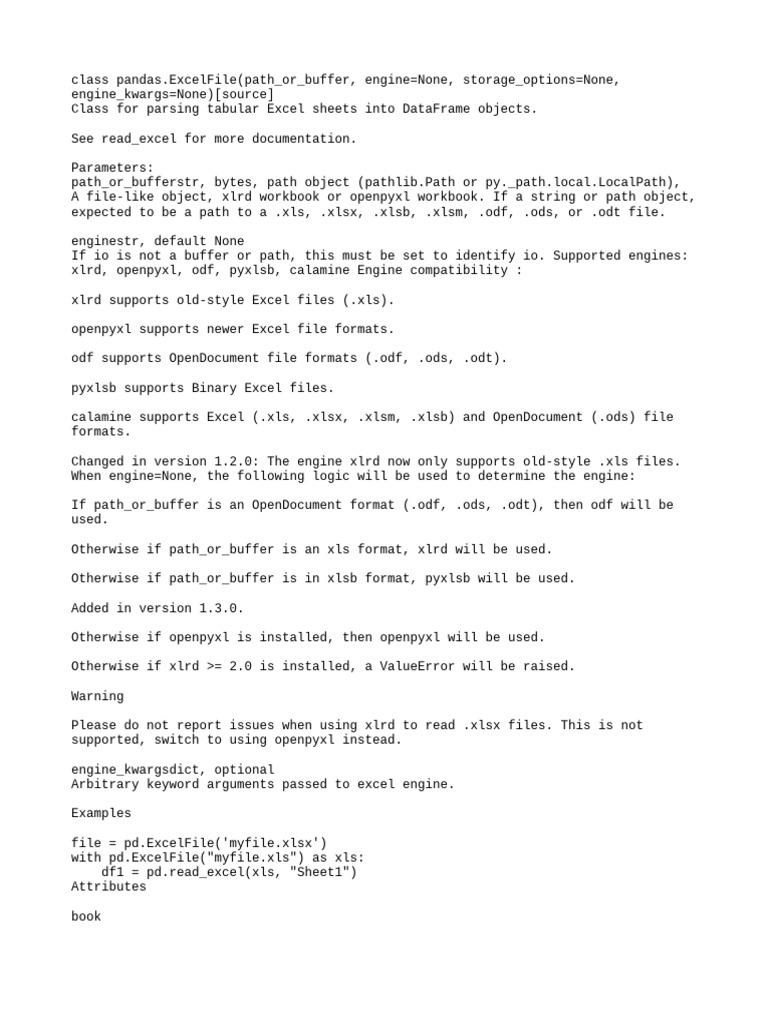 Class Pandas - ExcelFile (Path - or - Buff | PDF