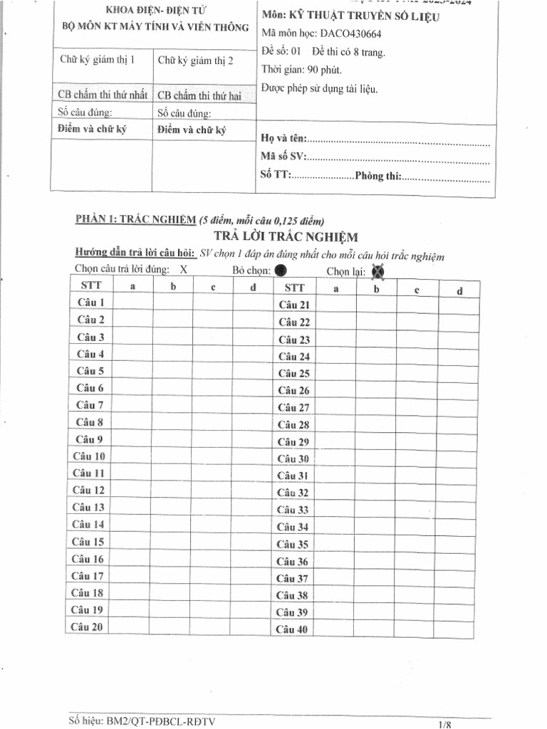 De Thi KT Truyen SL-1704444330760 | PDF