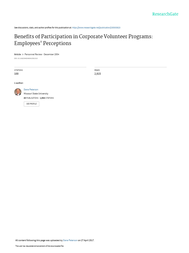 Benefits of Participation Corporate Volunteer Programs | PDF ...