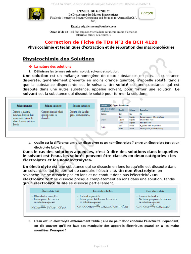 Physicochimie des Solutions et Dissolution | PDF | Solvatation | Osmose