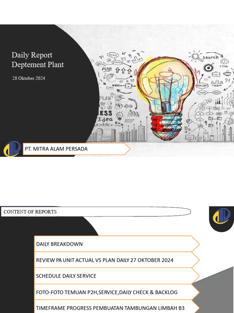 Daily - Report - Plant 28 Oktober 2024 | PDF | Machines | Engines