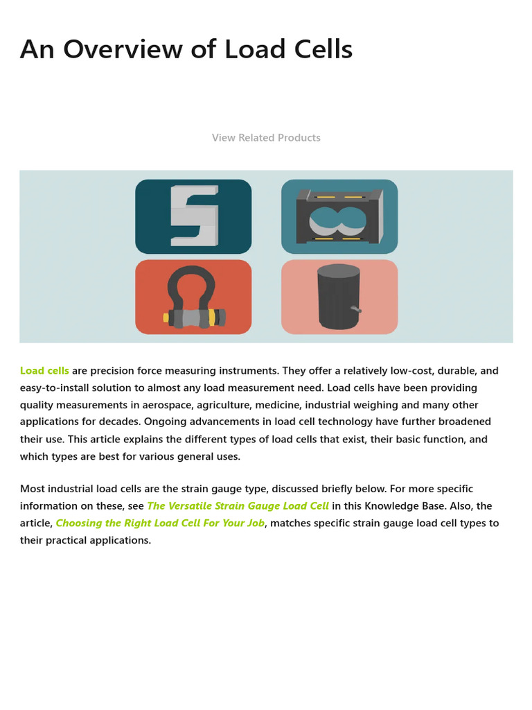 Types and Uses of Load Cells Explained | PDF | Piezoelectricity ...