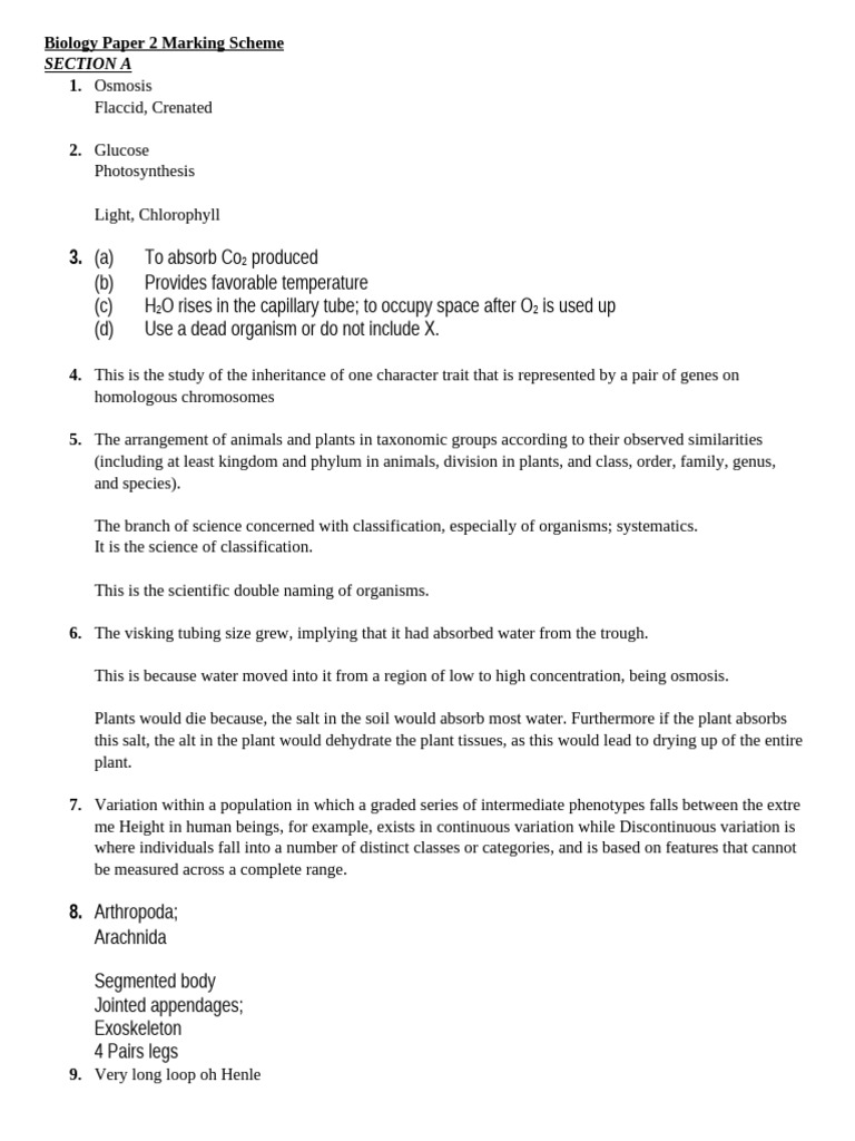 Biology Paper 2 Marking Scheme Guide | PDF | Digestion | Small Intestine