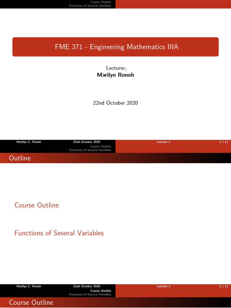 Engineering Math III A Lecture 1 | PDF | Variable (Mathematics ...