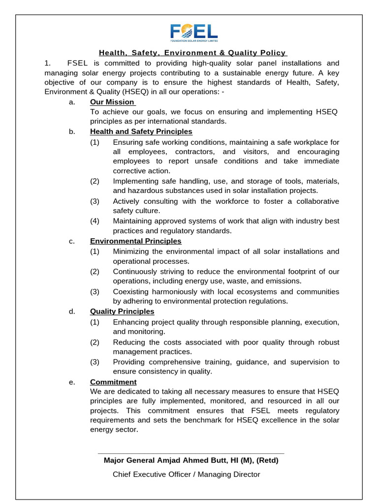 FSEL_UPDATED_POLICY[1] | PDF | Occupational Safety And Health | Safety
