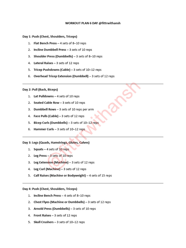 Workout Plan Fittrrwtihansh | PDF