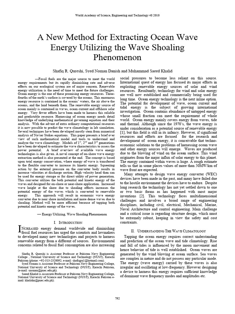 2010 A New Method For Extracting Ocean Wave Energy Pakistan | PDF ...