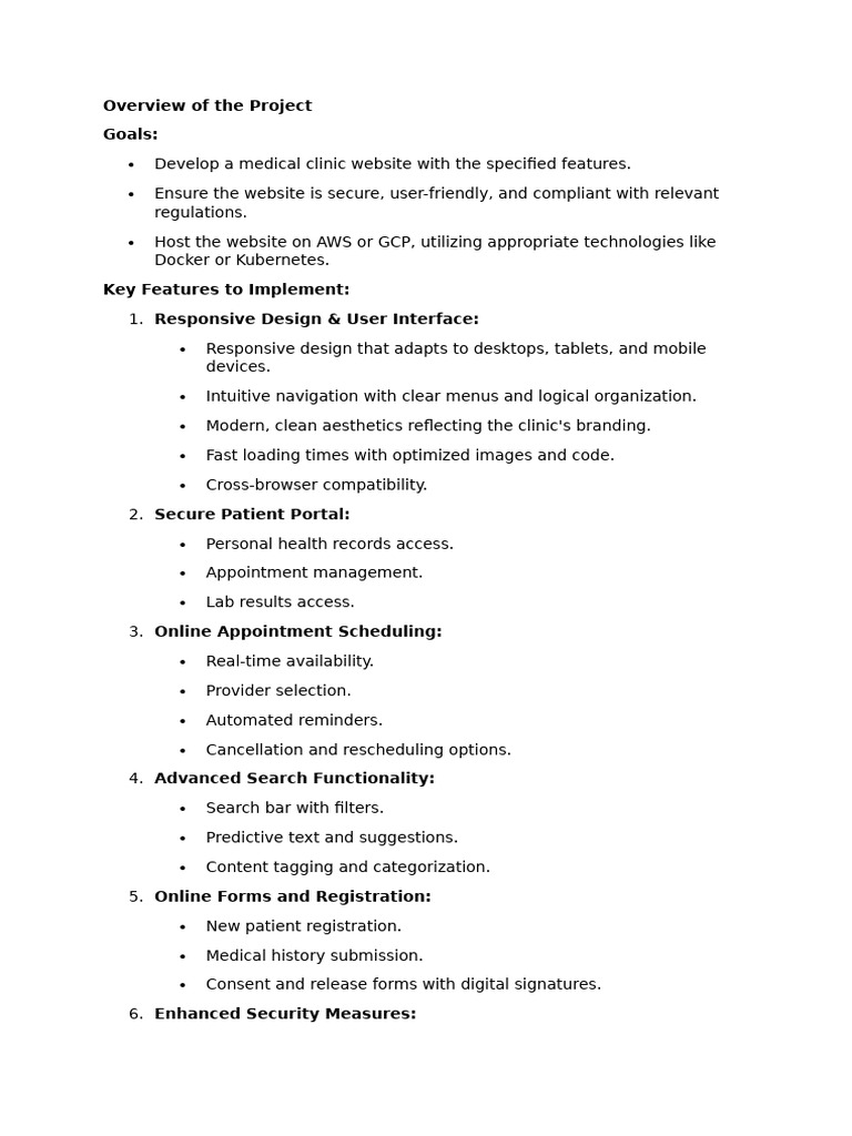 Medical Clinic Website Development Plan | PDF | Amazon Web Services ...
