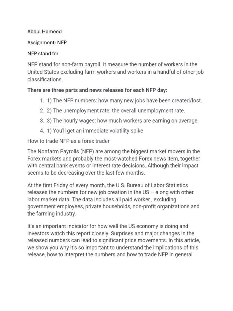 Understanding Non-Farm Payrolls (NFP) | PDF