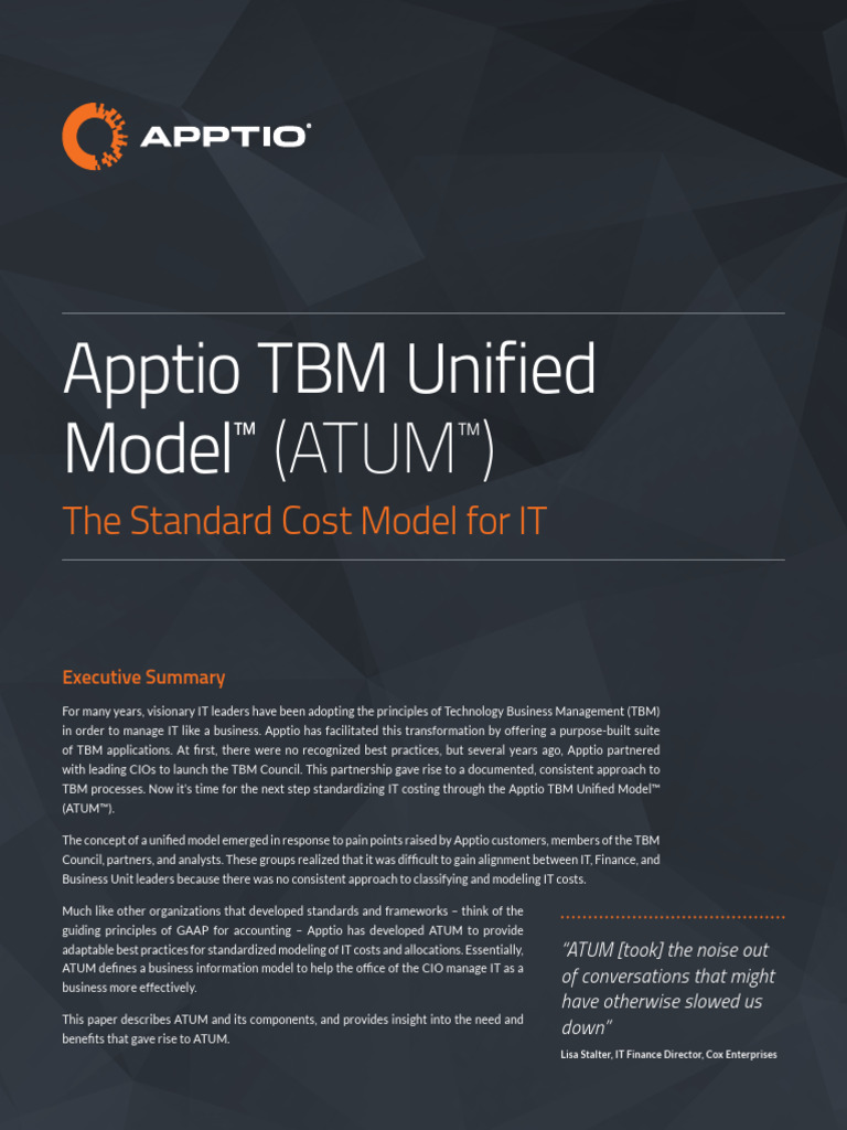 Apptio TBM Model - Summary | PDF | Cloud Computing | Software As A Service