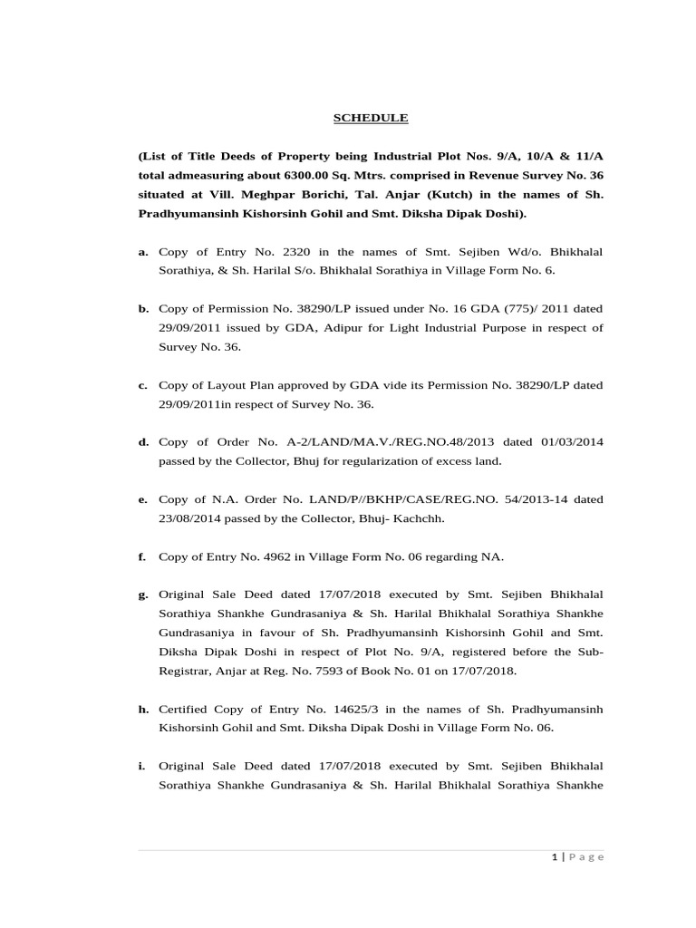 Title Deeds for Industrial Plots in Kutch | PDF