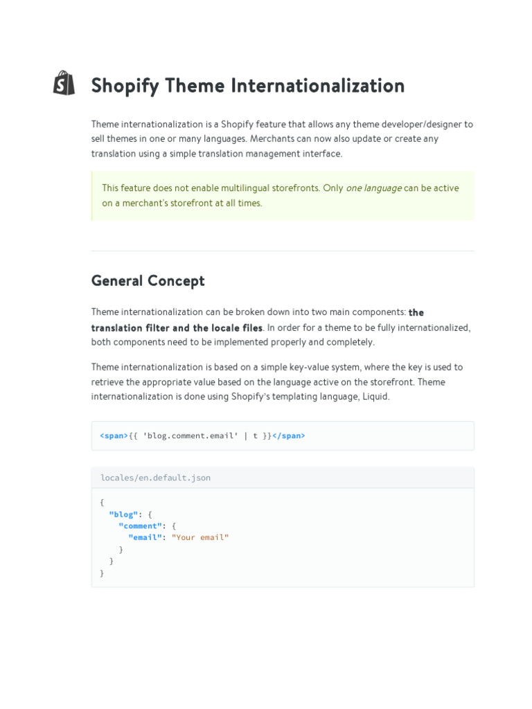 Shopify Theme Internationalization Documentation | PDF | Filename | Json