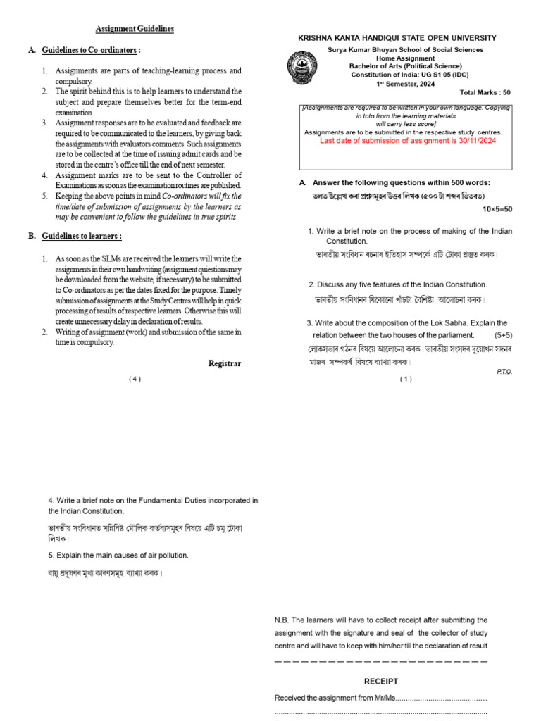 BA Political Science Assignment Guide | PDF | Government