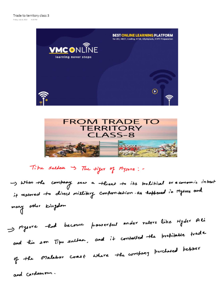 From Trade To Territory - Live Class 3 Notes | PDF