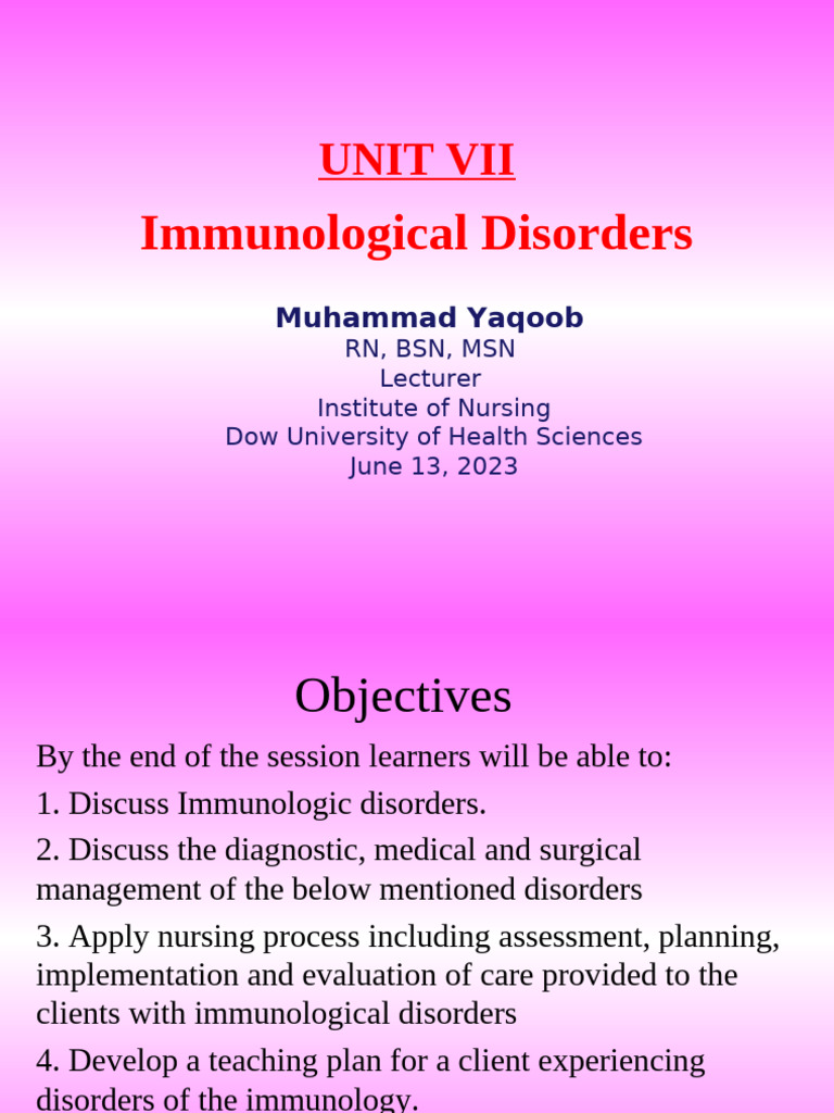 Understanding Immunological Disorders | PDF | Lymphatic System | Immune ...