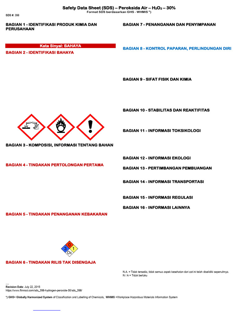 SDS - Peroksida Air - H2O2 | PDF