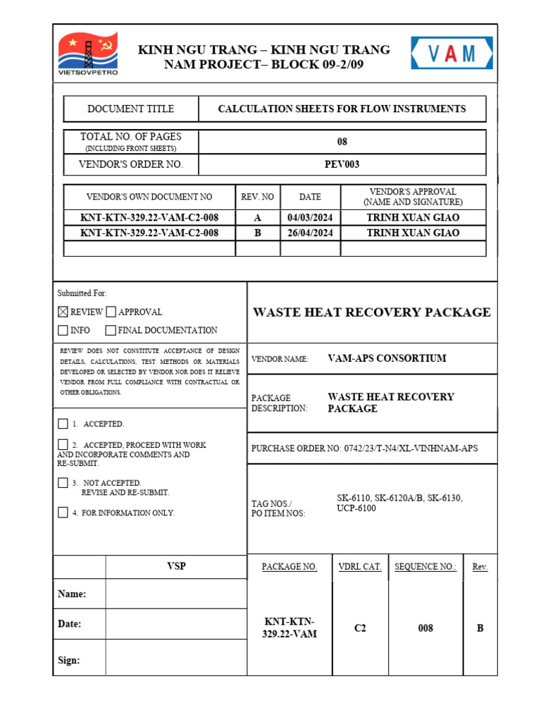 VAM Flow Calculation Sheets | PDF | Flow Measurement | Pipe (Fluid ...