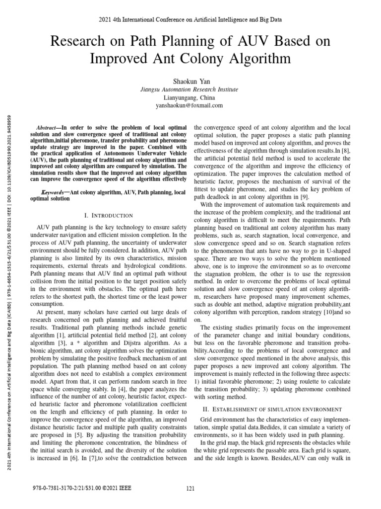 Research On Path Planning of AUV Based On Improved Ant Colony Algorithm ...