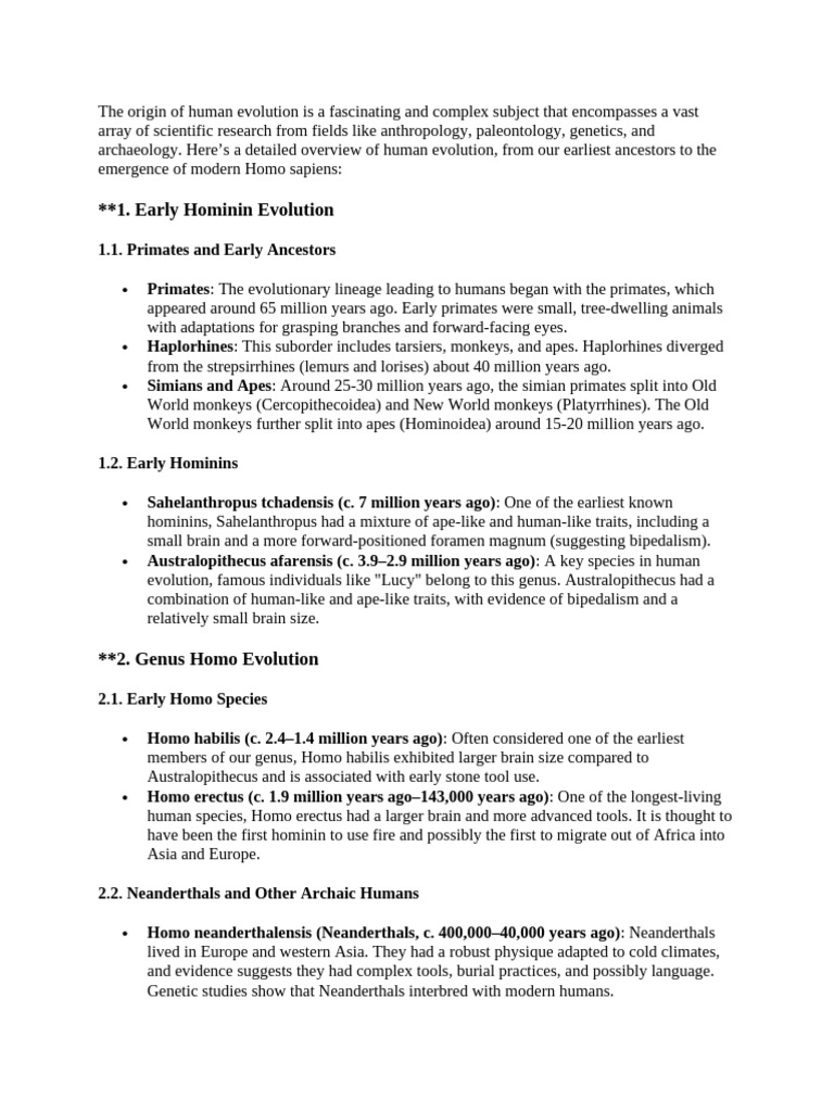 evolution of human | PDF | Homo | Human Evolution