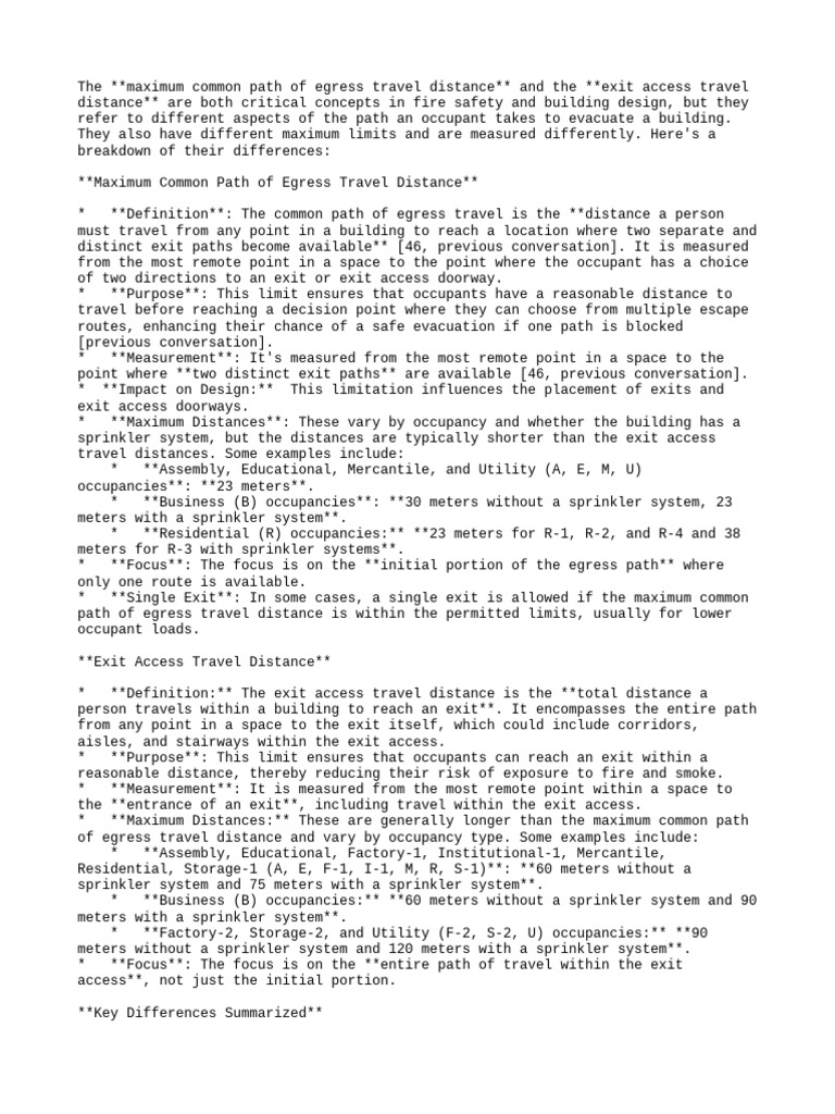 Fire Safety: Egress vs. Exit Access | PDF | Fire Sprinkler System | Metre