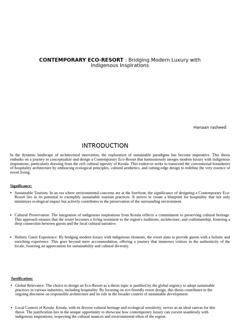 Eco-Resort Design: Luxury Meets Culture | PDF | Sustainability | Tourism