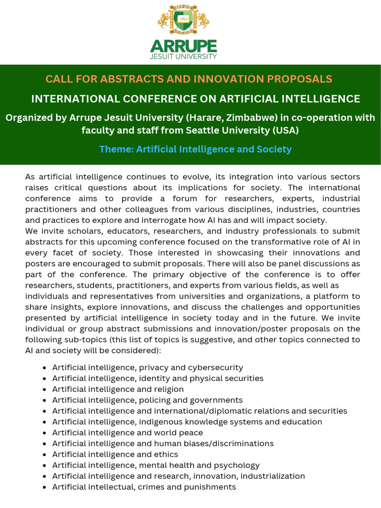 AI and Society Conference Call for Abstracts | PDF | Artificial ...