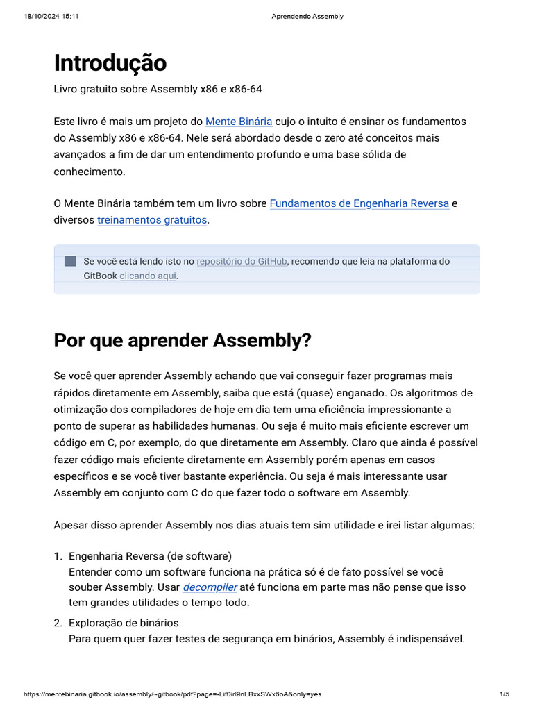 Aprendendo Assembly | PDF | Linguagem Assembly | Linguagem de programação