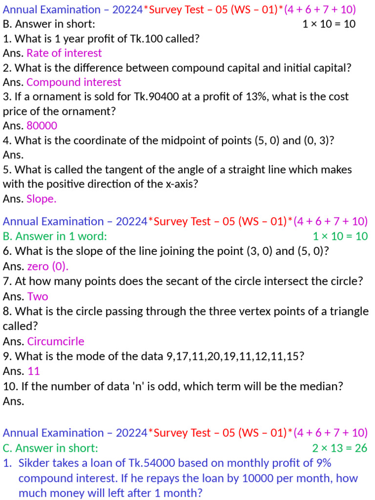 Annual-WS-S-1 | PDF | Circle | Elementary Geometry