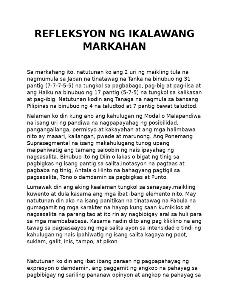 Refleksyon 2ND Quarter | PDF