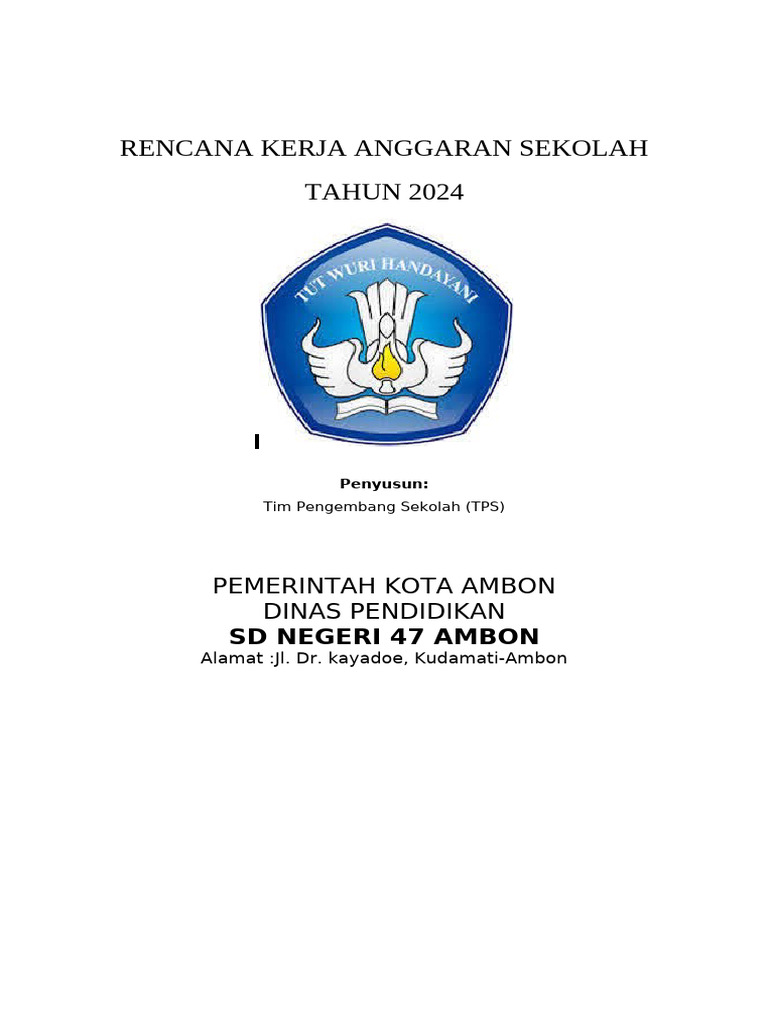 Cover Rencana Kerja Anggaran Sekolah 2024 | PDF