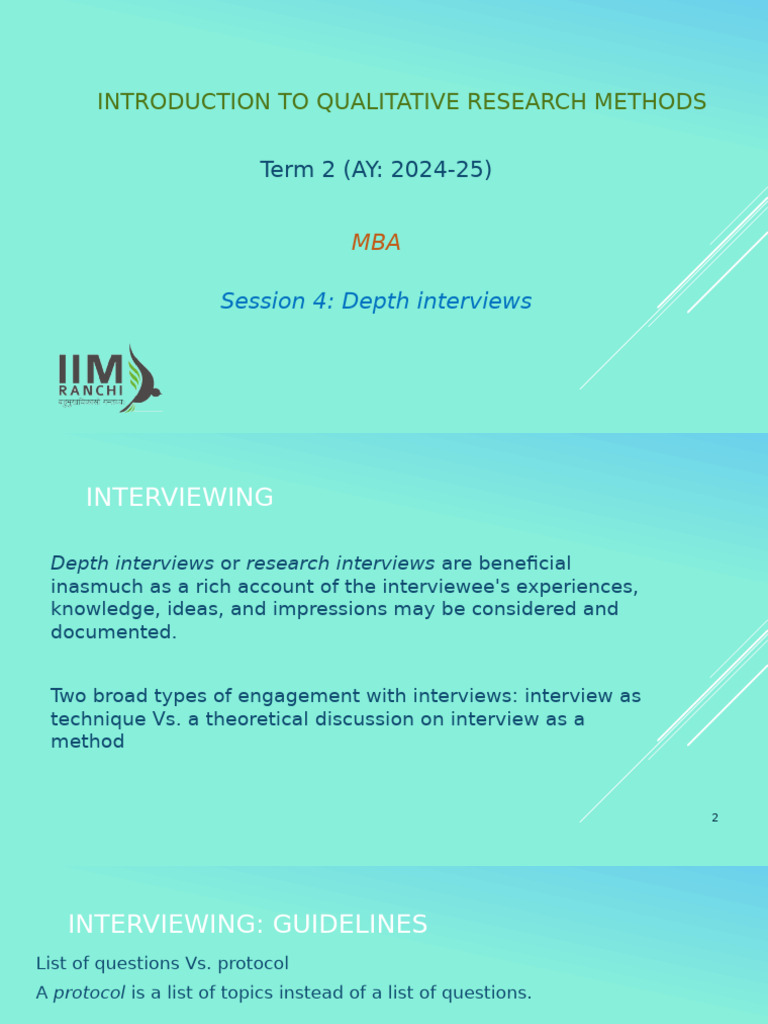 Qualitative Research: Depth Interviews Guide | PDF | Methodology ...