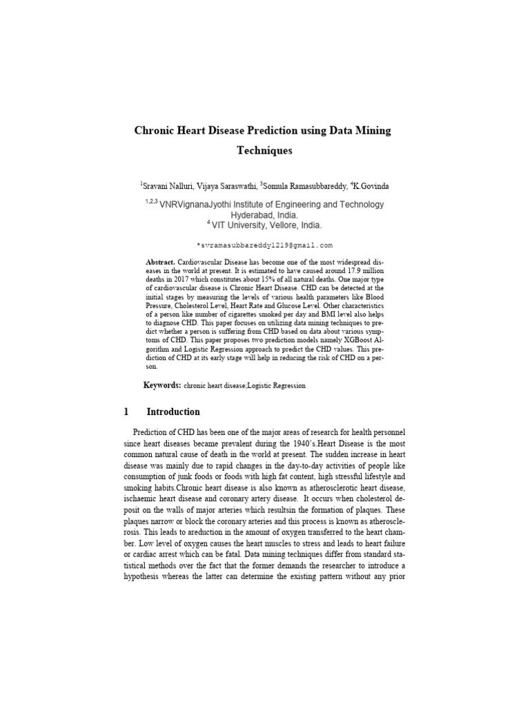 Chronic Heart Disease Predictionusing Data Mining Techniques 2 | PDF ...