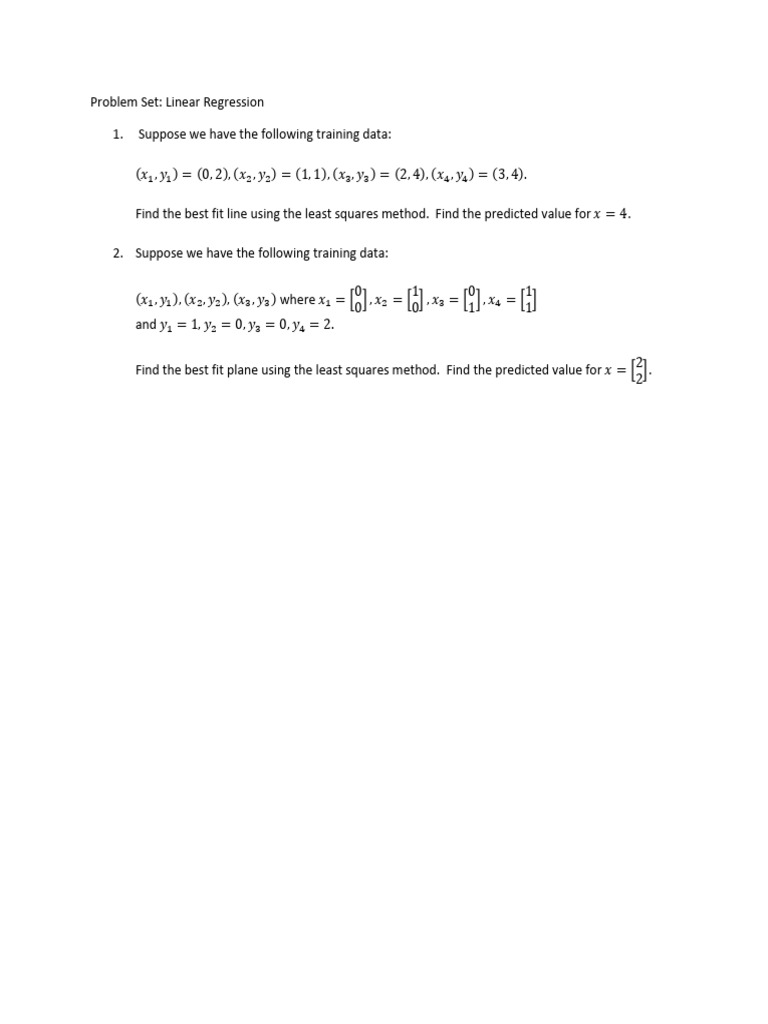 Linear Regression Problem Set Solutions | PDF