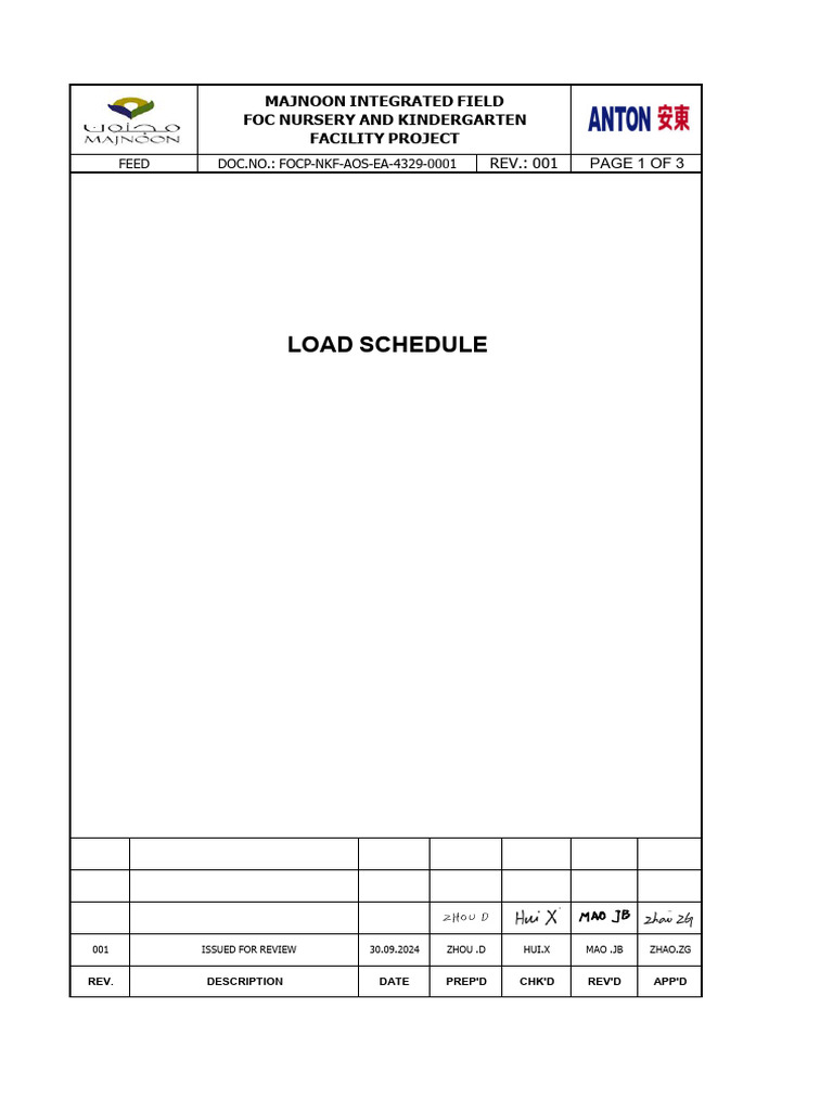 Majnoon Kindergarten Load Schedule | PDF | Alternating Current | Power ...