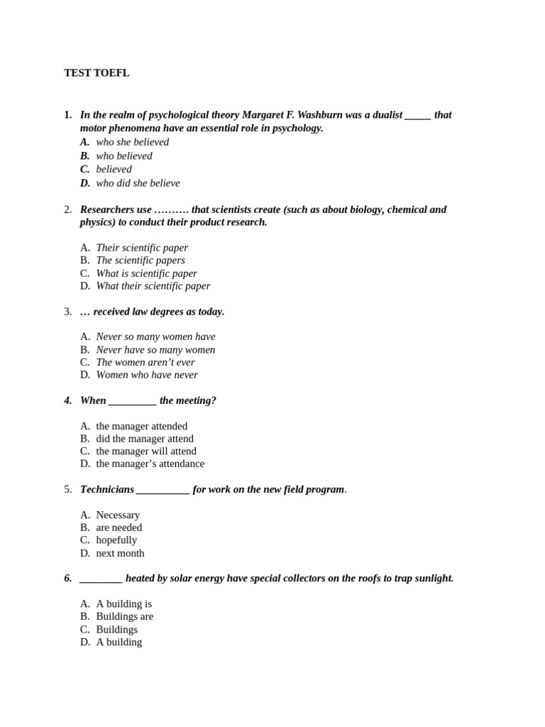 Test Toefl | PDF