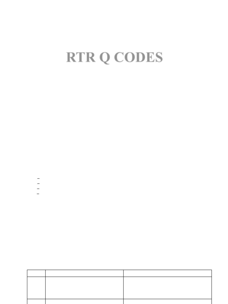 Overview of RTR Q Codes | PDF | Atmospheric Pressure