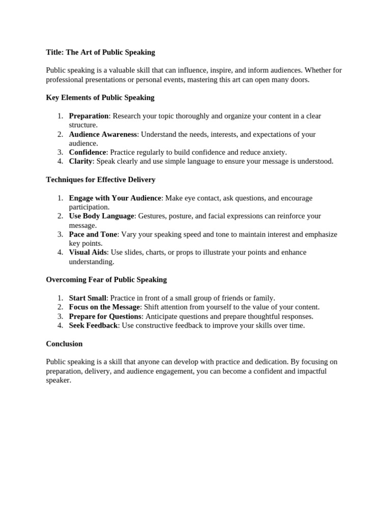 Master Public Speaking Skills | PDF