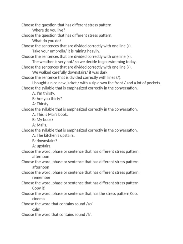 Stress Patterns and Syllable Analysis | PDF | Stress (Linguistics) | Word