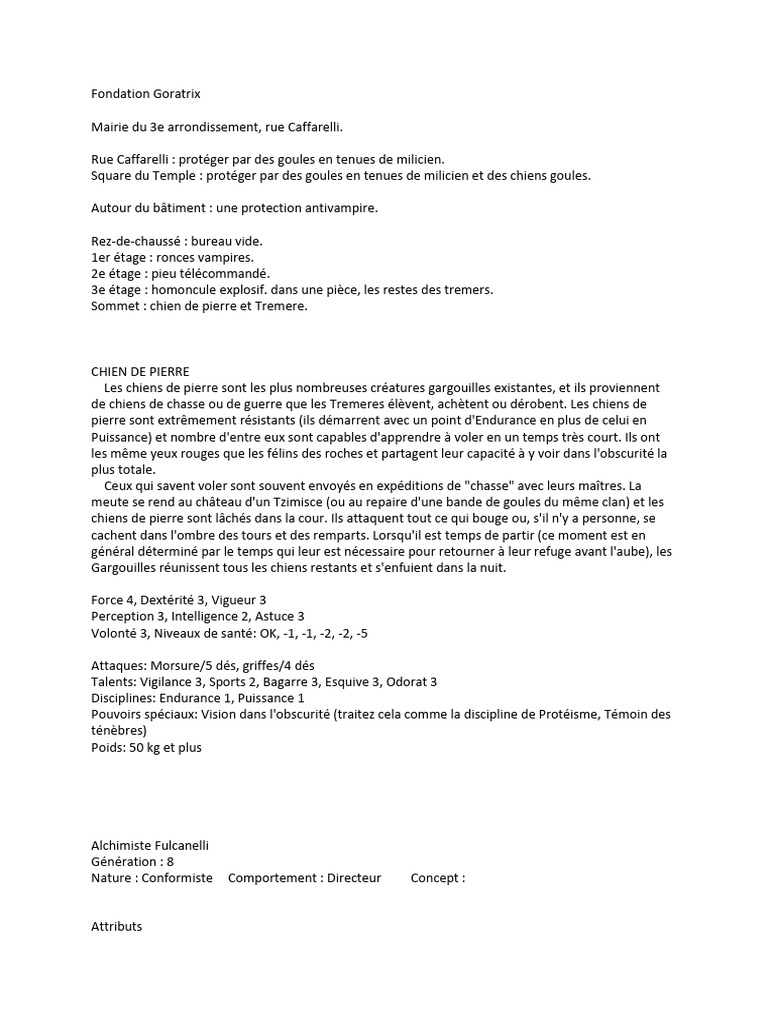 Protection et créatures de la Fondation Goratrix | PDF