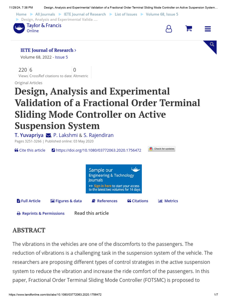 Design, Analysis and Experimental Validation of A Fractional Order ...