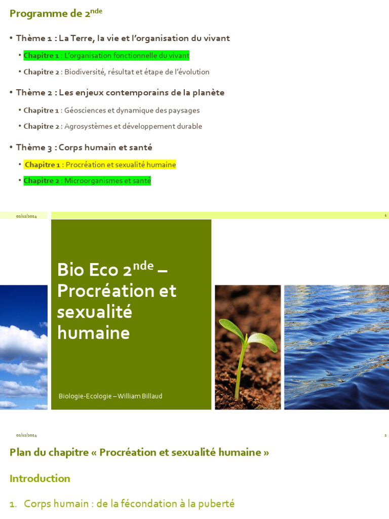 Procréation et Sexualité Humaine en 2nde | PDF | Système reproducteur ...