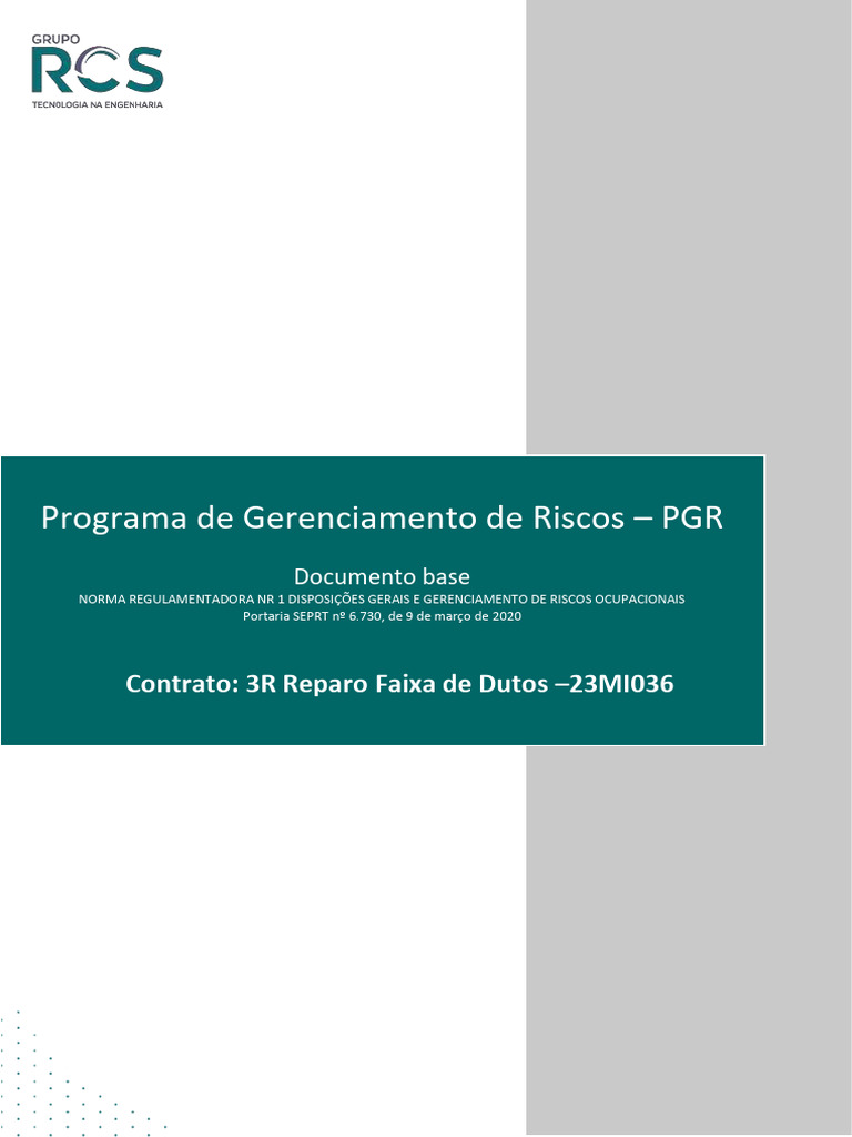 Programa de Gerenciamento de Riscos PGR | PDF | Fatores humanos e ...