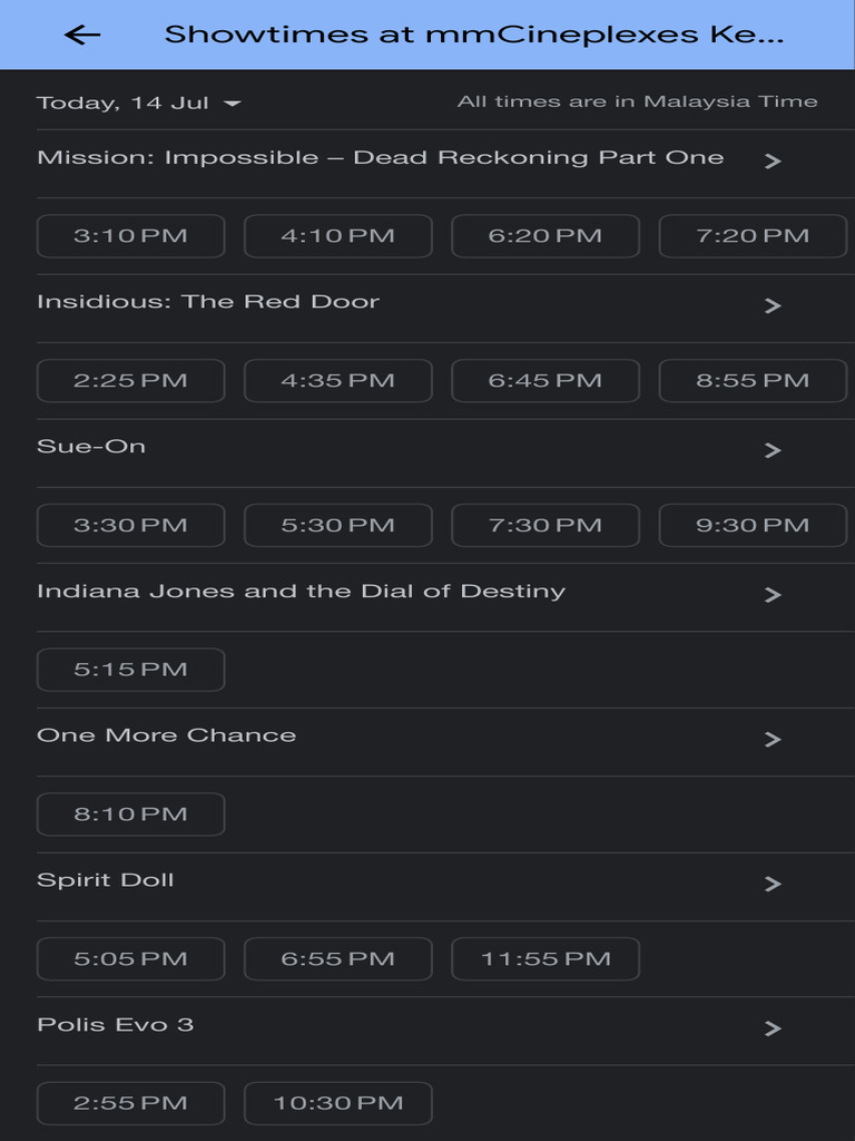 Movie Showtimes for Malaysian Audiences | PDF