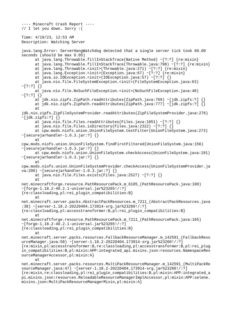 Crash 2023 04 19 - 00.53.03 Server | PDF | Programming Paradigms | Java ...