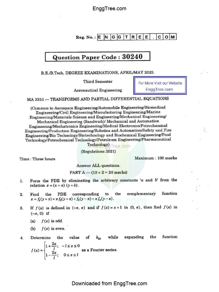 MA3351 Transforms and Partial Differential Equations Apr May 2023 ...
