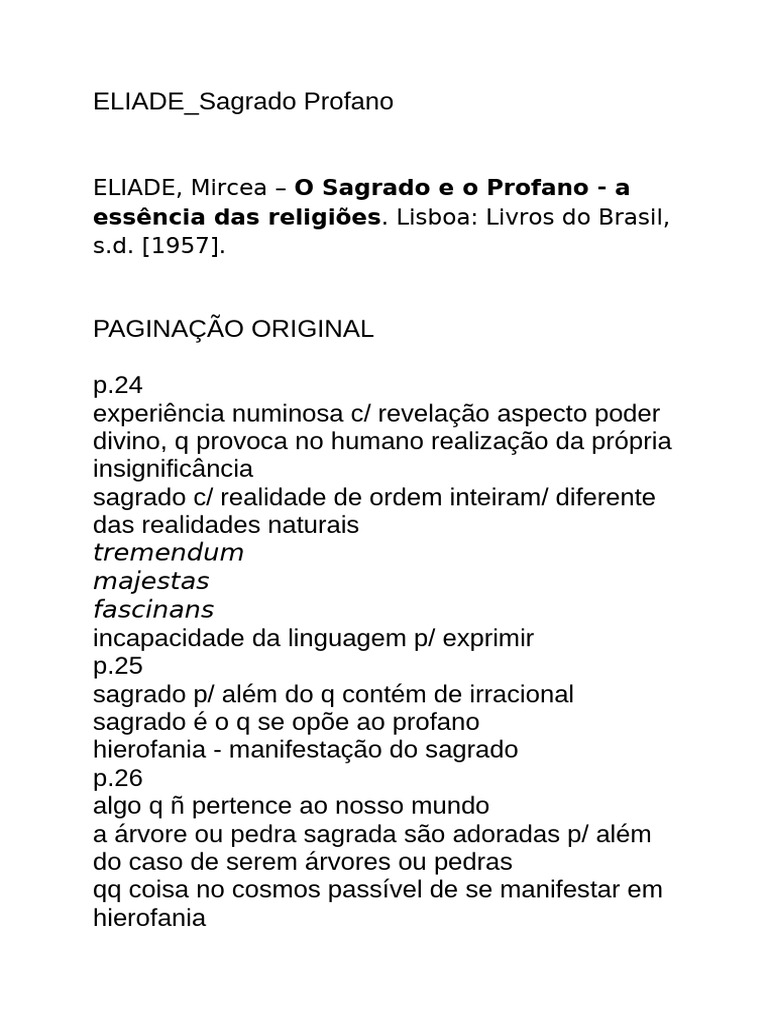 O Sagrado e o Profano na Religião | PDF