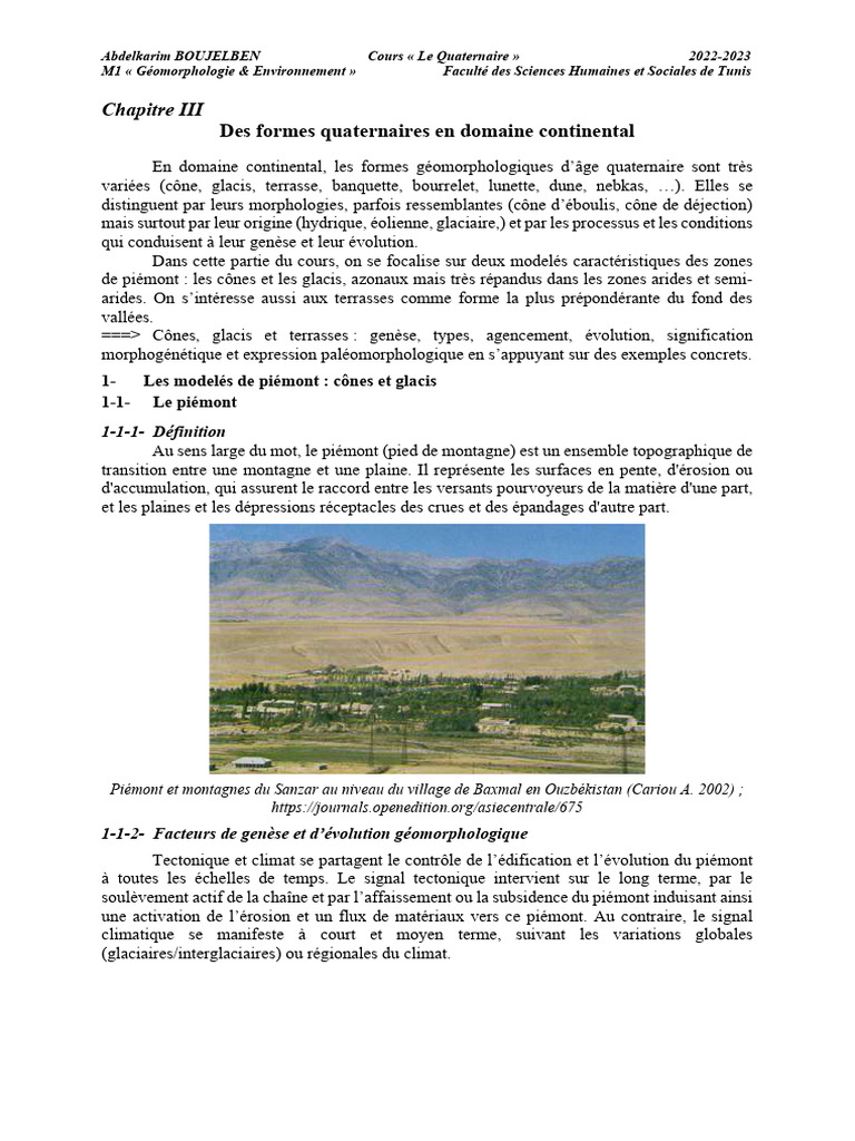 Définition et caractéristiques du piémont | PDF | Géomorphologie ...
