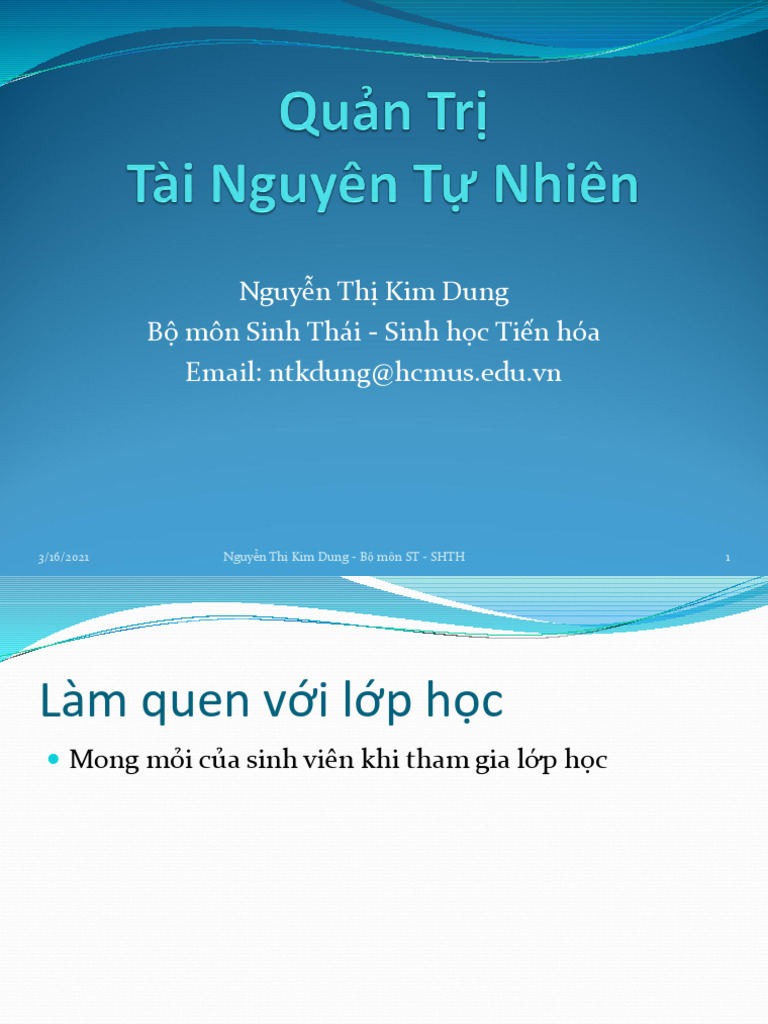 Quan Tri Tai Nguyen Thien Nhien - Week1 2021 | PDF