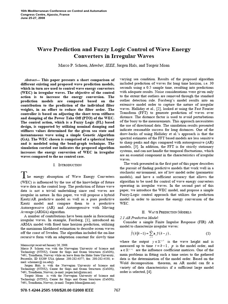 Wave Energy Converter Control Models | PDF | Eigenvalues And ...