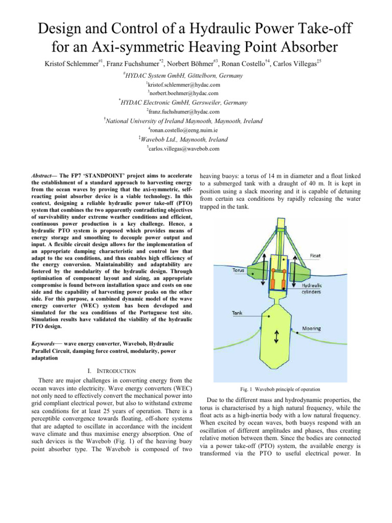 2012 Design and Control of A Hydraulic PTO For Heaving Point Absorber ...